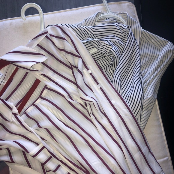 3 Small Express Portofino Striped Blouses - Picture 2 of 5